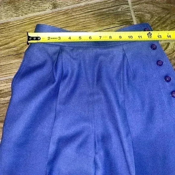 Vintage Christian Dior Blue Pleated Wool Pants - Picture 5 of 6